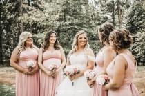 wedding photo - Champagne Blush Pink Rose Gold Bridal Wedding Bouquet 