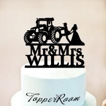 wedding photo - Tractor Wedding Cake Topper,Farmer Wedding cake topper,Rustic Wedding Cake Topper,Tractor Cake Topper,Country Wedding cake topper 1294