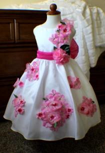 wedding photo - Pink fkower girl dress Special occasion Baby Toddler Birthday Princess Girls wedding dress