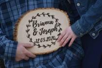 wedding photo - Personalized Wood Burned Tree Slice 
