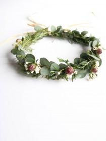wedding photo - Flower Crown - Fresh Flower & Greenery - Real Flowers + Greenery!