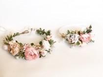 wedding photo - Flower Crown, Blush Rose Flower garland, Bride floral crown- Baby Flower Crown, Flower Girl