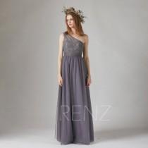 wedding photo - Bridesmaid Dress Charcoal Gray Tulle Wedding Dress Illusion One Shoulder Maxi Dress Sweetheart Party Dress Long A-Line Evening Dress(TS182)
