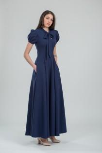 wedding photo - Chic navy formal gown Long blue bridesmaid dress Evening outfits for women Special occasion clothing – 50+ colors