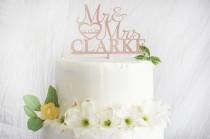 wedding photo - Rustic Mr and Mrs Name Wedding Cake Topper 