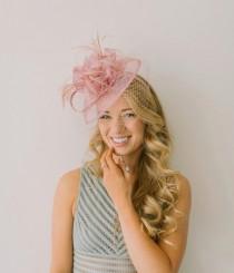 wedding photo -  Blush Pink Fascinator, The Brynlee Women's Tea Party Hat, Hat with Veil, Kentucky Derby Hat, Fancy Hat, wedding hat, British Hat