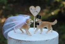 wedding photo - Golden Retriever-Dog-Bride-Groom-Wedding-Animal-Cake Topper-4 inch-6 inch-unique- Groom's cake topper