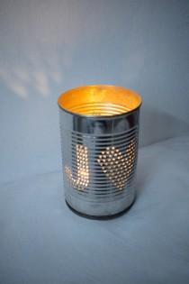 wedding photo - Personalised Ten Year Wedding Anniversary Initials Upcycled Tin Can Lantern