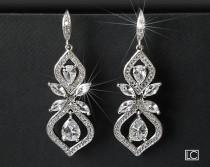 wedding photo -  Wedding Crystal Earrings, Bridal Cubic Zirconia Earrings, Chandelier Earrings, Bridal Crystal Jewelry, Crystal Dangle Earrings Vintage Style