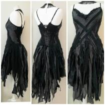 wedding photo - Black goth dress. Witches dress Trashed dress. One of a kind RawRags