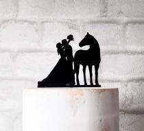 wedding photo - Horse Bride and Groom Silhouette Wedding Cake Topper Decoration