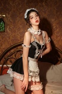 wedding photo - Lace Embroidered Erotic French Maid Roleplay Costume Sexy Lingerie Set Sleepwear Maid Dress Free Shipping