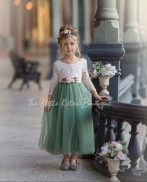 wedding photo - Tulle flower girl dress, lace flower girl dress, flower girl dress, boho flower girl dress, ivory flower girl dress, flower girl dresses