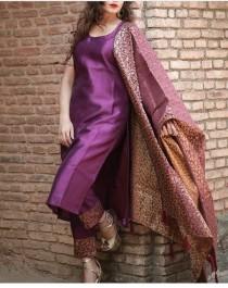 wedding photo - Purple Punjabi salwar kameez custom made dress ethnic suits banarasi brocade dupatta indian womens Pakistani shalwar suit
