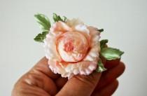 wedding photo - Silk rose hair clip, silk flower hairpiece, Birthday gift for her, floral head piece, small bridal hair clip, wedding flower accessories