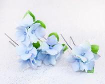 wedding photo - Hydrangea hair pins Set of 4 hair pins Blue hydrangea Floral bridal hair pin Wedding hair jewelry Hydrangea Accessories Hydrangea hair piece
