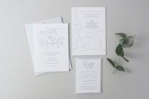 wedding photo - Letterpress Wedding Invitation Suite (Main Invite, RSVP and Map) (SAMPLE) - Elizabeth Design