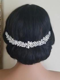 wedding photo -  Pearl Crystal Bridal Hair Vine, Wedding Hair Piece, Bridal Tiara, Pearl Silver Hair Wreath, Crystal Pearl Bridal Crown, Wedding Hair Jewelry