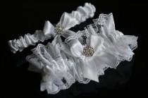 wedding photo -  White Bridal Garter Set, White Wedding Garter Set
