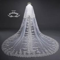 Cathedral Ivory Wedding Veil with Embroidery,Ivory Bridal Veil-Ivory Veil,Chapel Veil,Ivory Wedding Veil with comb, Embroidered Blusher Veil wedding photo - Cathedral Ivory Wedding Veil with Embroidery,Ivory Bridal Veil-Ivory Veil,Chapel Veil,Ivory Wedding Veil with comb, Embroidered Blusher Veil