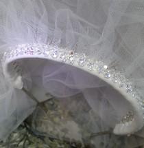 Swarovski Australian Crystal Headband White Illusion Bridal Wedding Long Veil, Matching Sequin Mask, Finest, Exquisite wedding photo - Swarovski Australian Crystal Headband White Illusion Bridal Wedding Long Veil, Matching Sequin Mask, Finest, Exquisite