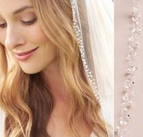 Pearl Wedding Veil, Crystal Bridal Veil, Beaded Veil, Ivory Veil, White Veil, Elbow Veil, Fingertip Veil, Cathedral Veil, Bride Veil~VB-5008 wedding photo - Pearl Wedding Veil, Crystal Bridal Veil, Beaded Veil, Ivory Veil, White Veil, Elbow Veil, Fingertip Veil, Cathedral Veil, Bride Veil~VB-5008