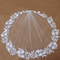 Ivory Wedding Veil with 3D Flowers,Floral Brides Veil,Ivory Veil,Tulle Veil Wedding with comb,Brides veil in Ivory,Tulle Veils for Brides wedding photo - Ivory Wedding Veil with 3D Flowers,Floral Brides Veil,Ivory Veil,Tulle Veil Wedding with comb,Brides veil in Ivory,Tulle Veils for Brides