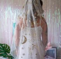 Gold Glitter Constellation Veil wedding photo - Gold Glitter Constellation Veil