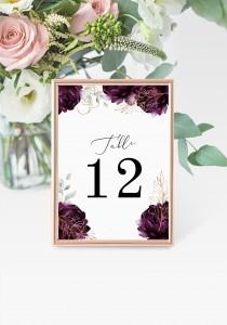 Purple Table Numbers 5x7" INSTANT DOWNLOAD, Printable Wedding Table Numbers, DIY Printable Decorations, Templett, Editable, INSW029 wedding photo - Purple Table Numbers 5x7" INSTANT DOWNLOAD, Printable Wedding Table Numbers, DIY Printable Decorations, Templett, Editable, INSW029