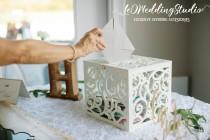 Wedding Card Box BIG SIZE-Wedding Gift-Plywood box-White Keepsake Box-Wedding money box-Wedding card money holder-Drop Box-Monogram Card Box wedding photo - Wedding Card Box BIG SIZE-Wedding Gift-Plywood box-White Keepsake Box-Wedding money box-Wedding card money holder-Drop Box-Monogram Card Box