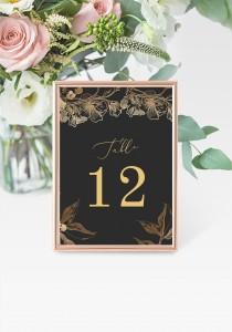 Black & Gold Table Numbers 5x7" INSTANT DOWNLOAD, Printable Wedding Table Numbers, DIY Printable Decorations, Templett, Editable, INSW016 wedding photo - Black & Gold Table Numbers 5x7" INSTANT DOWNLOAD, Printable Wedding Table Numbers, DIY Printable Decorations, Templett, Editable, INSW016