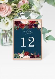 Marsala Table Numbers 5x7" INSTANT DOWNLOAD, Printable Wedding Table Numbers, DIY Printable Decorations, Templett, Editable, INSW025 wedding photo - Marsala Table Numbers 5x7" INSTANT DOWNLOAD, Printable Wedding Table Numbers, DIY Printable Decorations, Templett, Editable, INSW025