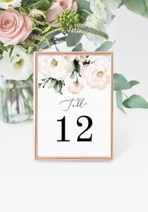 Roses Table Numbers 5x7" INSTANT DOWNLOAD, Printable Wedding Table Numbers, DIY Printable Decorations, Templett, Editable, INSW021 wedding photo - Roses Table Numbers 5x7" INSTANT DOWNLOAD, Printable Wedding Table Numbers, DIY Printable Decorations, Templett, Editable, INSW021