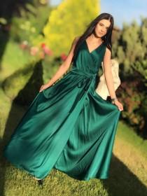 Emerald Green Wrap Dress, Sleeveless Long Dress, Silk Maxi Dress, Infinity Dress, Bridesmaid Wrap Dress, Bridesmaid Maxi Dress wedding photo - Emerald Green Wrap Dress, Sleeveless Long Dress, Silk Maxi Dress, Infinity Dress, Bridesmaid Wrap Dress, Bridesmaid Maxi Dress