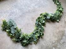 Eucalyptus boxwood Garland 6.5 feet artificial / Flower arch / Greenery table runner / Wedding Garland / Greenery Garland / Wedding Backdrop wedding photo - Eucalyptus boxwood Garland 6.5 feet artificial / Flower arch / Greenery table runner / Wedding Garland / Greenery Garland / Wedding Backdrop