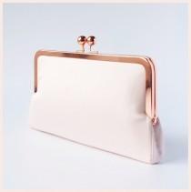Wedding clutch bag, pink and rose gold bridal clutch purse for summer wedding, pale pink silk handbag, bridesmaid clutch wedding photo - Wedding clutch bag, pink and rose gold bridal clutch purse for summer wedding, pale pink silk handbag, bridesmaid clutch