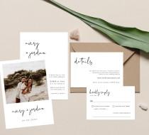 wedding photo - Minimalist Wedding Invitation Suite Template 