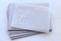 wedding photo - Foil vellum save the date with calendar, foil save the date tag, vellum invitation, foil wedding stationery, rose gold, gold, silver, copper