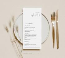 wedding photo - Let's Eat Modern Wedding Guest Name Menu Card Template, Editable Elegant Wedding Menu, Welcome to our Wedding Menu Template - Olivia