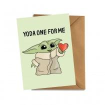wedding photo - Yoda One For Me Mandolorian Star Wars Valentines Card Meme Funny Humorous Gift