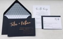wedding photo - Foil wedding invitation suite, Elegant wedding invitation, Minimalistic wedding suite, Vellum wrap wedding suite, Black and white set