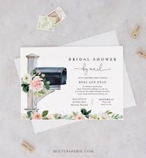 wedding photo - Bridal Shower by Mail Invite, Social Distance Bridal Shower Invitation, Mailbox, Editable Template, Instant Download, Templett #264BS