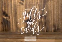 wedding photo - Acrylic Cards and Gifts Sign with Wooden or Acrylic Stand, Wedding Sign for Gift Table