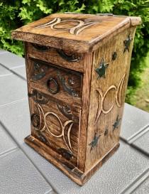 wedding photo - Triple Moon Goddess Herb Chest - Wooden Box - gift box - decorative box - herb box - jewelry box - wood box - crystal box - apothecary chest