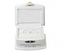 wedding photo - Sole Favors Personalised Wedding Ring Box, Wooden, White 3.75" x 3", Ring Bearer Box