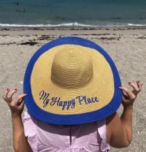 wedding photo -  Royal Blue Floppy Hat Women's Royal Blue Sun Beach Trip Sun Hats Mother's Day Gift Sun Hat for Her Monogram Hats