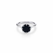 wedding photo -  2 Carat Round Black Diamond Solitaire Engagement Ring