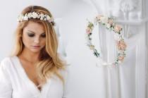 wedding photo - Bridal Flower Crown, Vintagre, Fairy Crown,Floral garland, Festival or Bridal Hair Wreath, Hair Flowers, Photo Shooting Hair band Headband