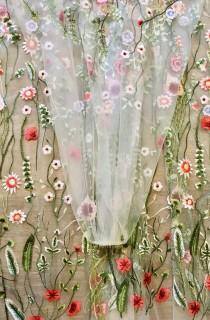wedding photo - IRIS - Floral embroidered, secret garden bohemian wedding veil. Handmade to order. Flower veil.