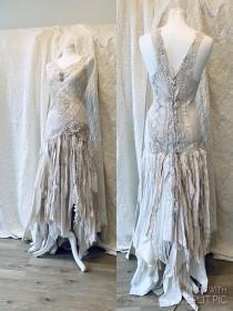 wedding photo - Cotton Wedding dress fairy goddess,ethereal bridal gown,bridal gown cream,boho wedding tattered